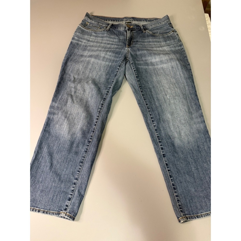 Eddie Bauer Relaxed Boyfriend Jeans Medium Wash Stretch Denim Womens Size 8